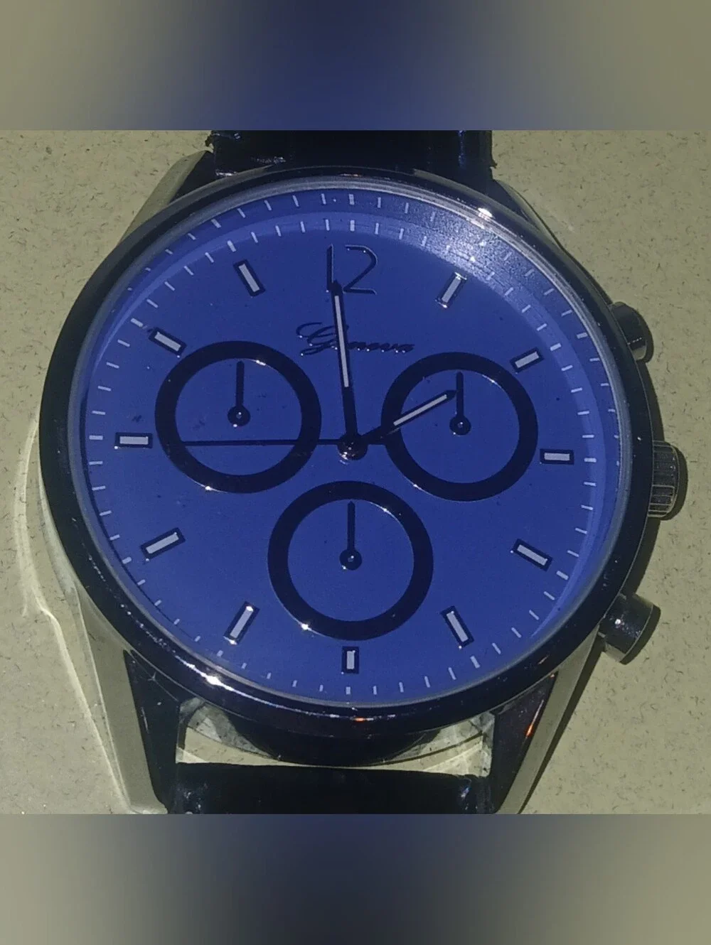 Blue Men's Geneva Chronograph-Style Dress Watch